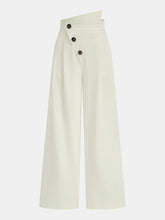 Asymmetric Button Mid-Waist Wide-Leg Pants